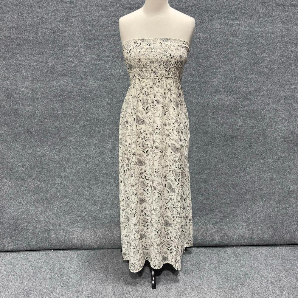 ASTR The Label Dress Womens S Off White Floral Strapless Backless Lace Up Maxi